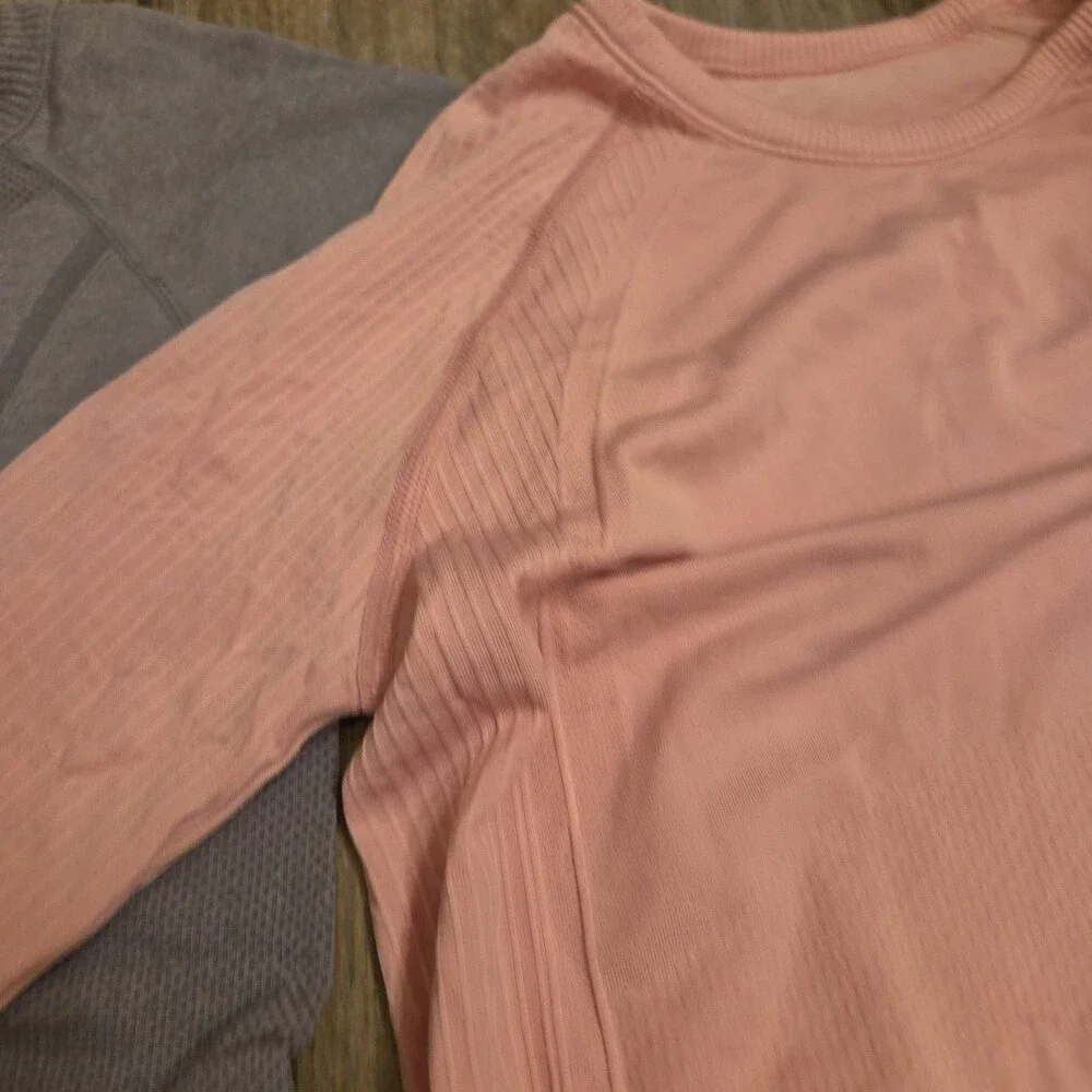 Kids Long Sleeve Pink Top & Short Sleeve Gray Active Tee